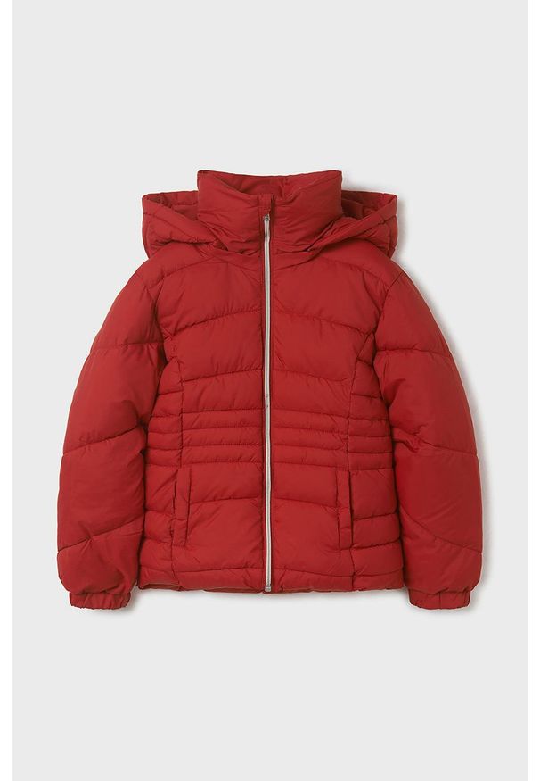 Mayoral kurtka dziecięca kolor czerwony. Okazja: na co dzień. Typ kołnierza: kaptur. Kolor: czerwony. Materiał: poliester. Styl: casual