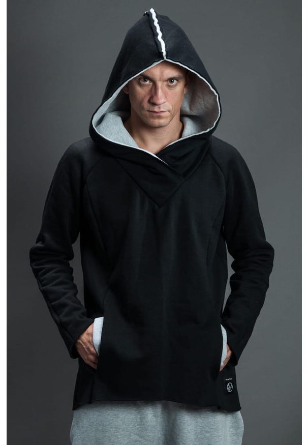 Hultaj Polski - Bluza bokserska męska czarna. Okazja: na co dzień. Kolor: czarny. Materiał: skóra, dzianina, dresówka, bawełna, jeans, elastan. Długość: długie. Styl: klasyczny, sportowy, casual, elegancki