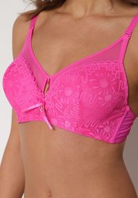 Renee - Różowy Biustonosz Ozdobiony Transparentnymi Wstawkami i Koronką Brannor. Kolor: różowy. Materiał: koronka. Wzór: koronka, aplikacja #3