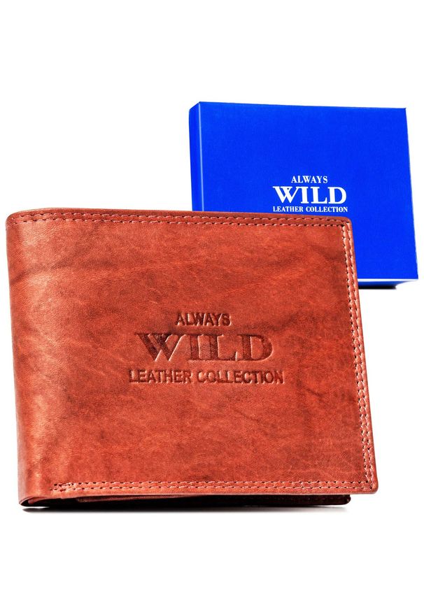 ALWAYS WILD - Portfel skórzany Always Wild AW-N6-MAL brązowy. Kolor: brązowy. Materiał: skóra