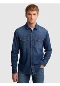 Big-Star - Koszula męska jeansowa granatowa Chuck 577. Kolor: niebieski. Materiał: jeans