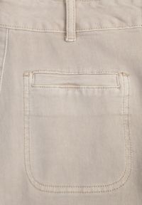 Renee - Beżowe Jeansy High Waist Wide Leg z Bawełny z Naszytymi Kieszonkami Yrelelin. Okazja: na co dzień. Stan: podwyższony. Kolor: beżowy. Długość: krótkie. Wzór: aplikacja. Styl: casual #6