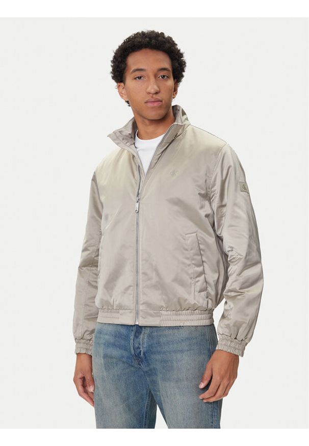 Calvin Klein Jeans Kurtka bomber Harrington LV04RC516G Beżowy Regular Fit. Kolor: beżowy. Materiał: syntetyk