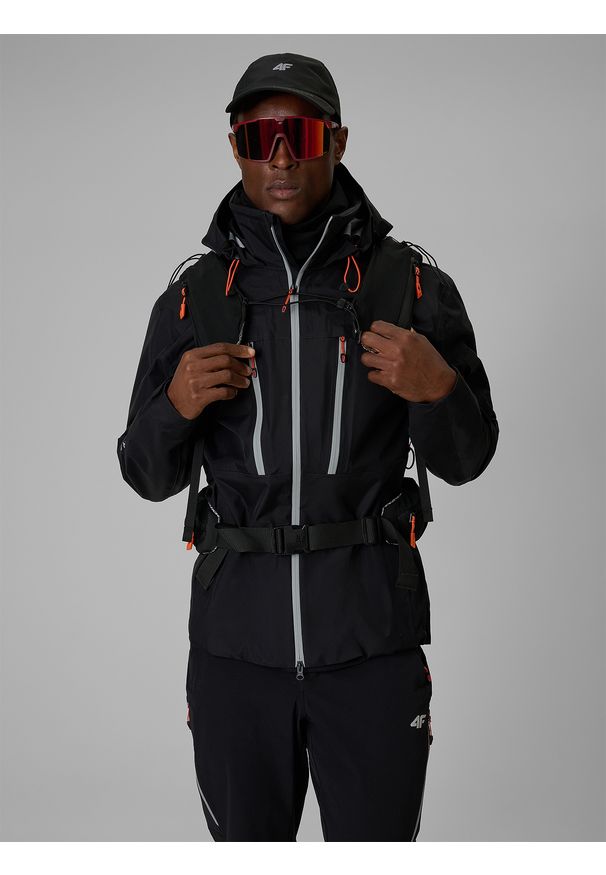 4f - 4F Kurtka trekkingowa membrana 20000 męska - czarna L. Kolor: czarny. Materiał: tkanina, materiał. Długość: długie