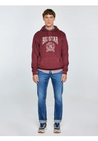 Big-Star - Bluza męska z kapturem z haftem bordowa Adam 604. Typ kołnierza: kaptur. Kolor: czerwony. Materiał: dzianina. Wzór: haft #3