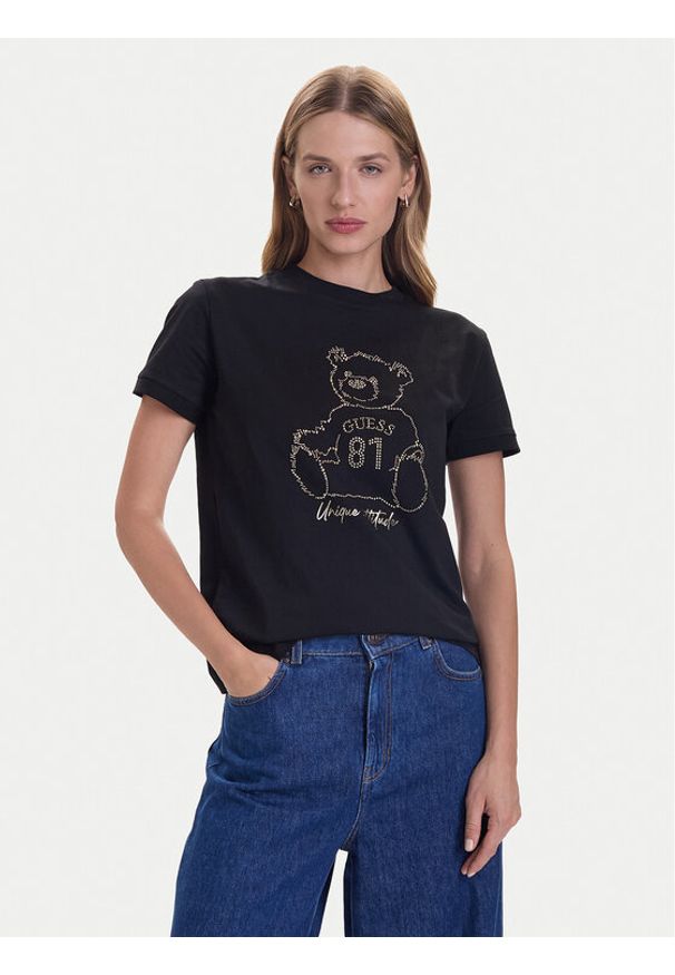 Guess T-Shirt V5BI16 K8FQ4 Czarny Regular Fit. Kolor: czarny. Materiał: bawełna