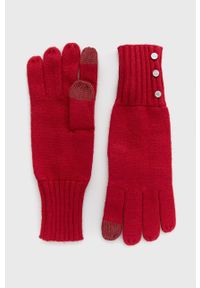 Lauren Ralph Lauren - Rękawiczki. Kolor: czerwony. Materiał: dzianina #1