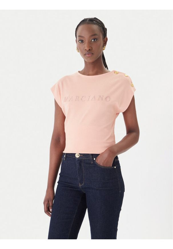 Marciano Guess T-Shirt G6GI04 K3505 Pomarańczowy Regular Fit. Kolor: pomarańczowy. Materiał: bawełna