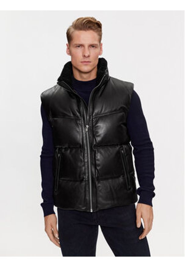 BOSS - Boss Kurtka skórzana Mufaro 50504925 Czarny Regular Fit. Kolor: czarny. Materiał: skóra