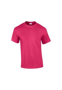 GILDAN - Ultra Bawełniana Koszulka Unisex Dla Dorosłych. Kolor: różowy. Materiał: bawełna. Sport: turystyka piesza