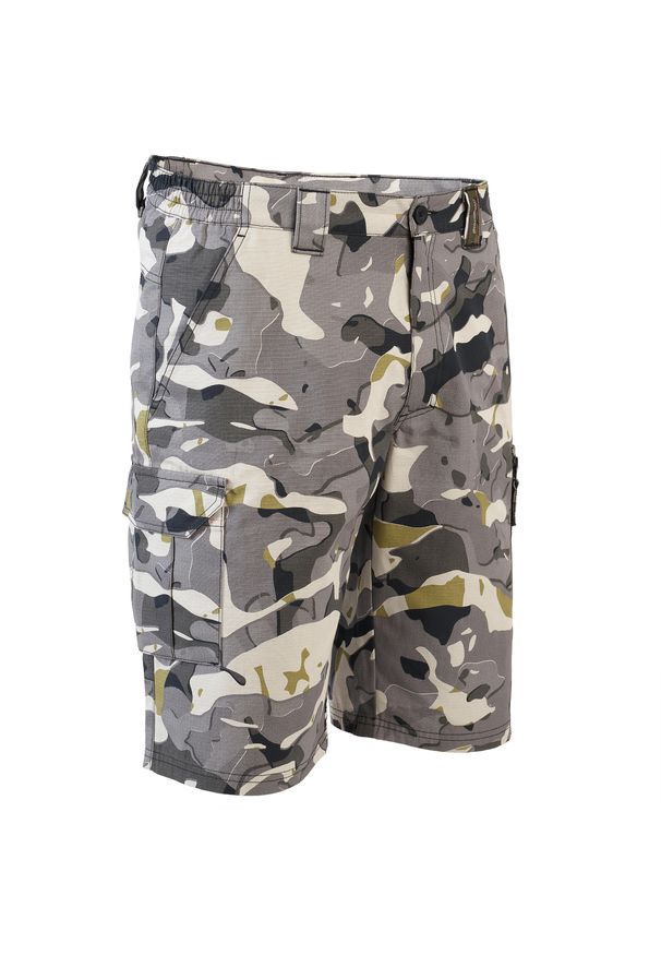 SOLOGNAC - Bermudy Solognac 500 camo woodland V1 LTD. Kolor: szary. Materiał: poliester, materiał, bawełna. Sport: outdoor