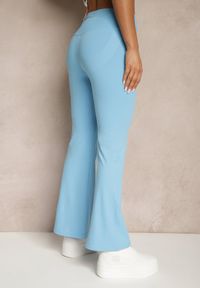 Renee - Niebieskie Spodnie Dzwony Legginsy High Waist Onellin. Okazja: na co dzień, na uczelnię. Stan: podwyższony. Kolor: niebieski. Styl: retro, elegancki, casual #3