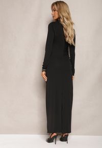 Renee - Czarna Sukienka o Dopasowanym Fasonie z Marszczeniem i Rozcięciem Galariel. Okazja: na imprezę. Kolor: czarny. Styl: elegancki #5