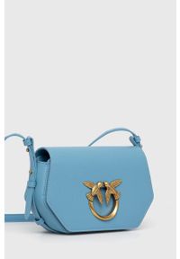 Pinko torebka skórzana kolor niebieski. Kolor: niebieski. Materiał: skórzane. Rodzaj torebki: na ramię #3