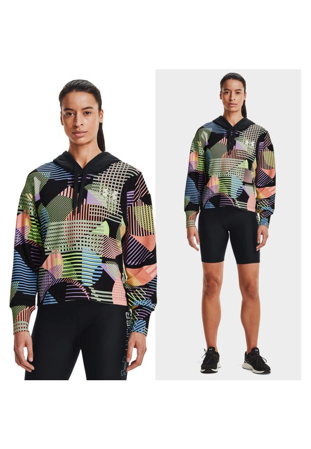 Under Armour - Bluza damska UNDER ARMOUR Rival Terry Geo Print z kapturem. Typ kołnierza: kaptur. Kolor: wielokolorowy. Wzór: nadruk