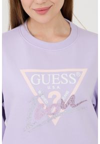 Guess - GUESS Lawendowa damska bluza Icon, Rozmiar L. Kolor: fioletowy