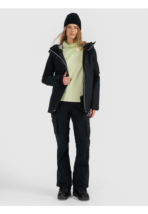 4f - 4F Kurtka snowboardowa membrana 15000 damska - czarna L. Kolor: czarny. Materiał: poliester, materiał. Sezon: zima
