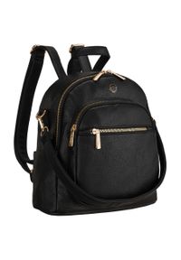 Mały plecak damski czarny ze skóry ekologicznej 2w1 listonoska na ramię modny miejski Peterson PTN MBP-01-F19. Kolor: czarny. Materiał: skóra ekologiczna #1