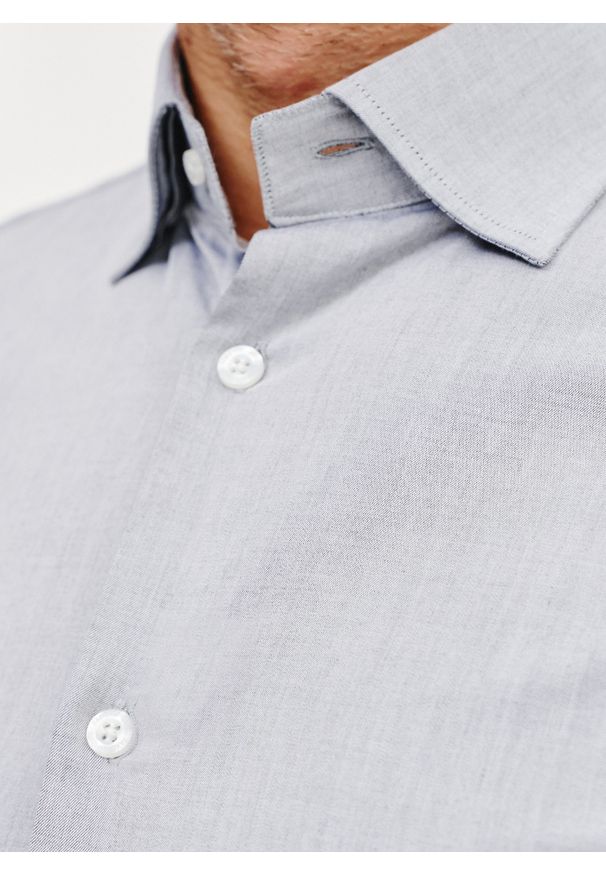 Pako Lorente - PAKO LORENTE – Bawełniana koszula męska w kolorze szarym. Kolor: szary. Materiał: bawełna. Długość rękawa: długi rękaw. Długość: długie. Wzór: gładki