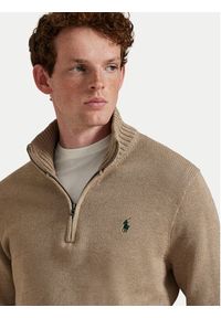 Polo Ralph Lauren Sweter 710859939510 Beżowy Regular Fit. Typ kołnierza: polo. Kolor: beżowy. Materiał: bawełna #5