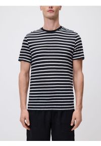 Reserved - T-shirt regular z lnem - czarny. Kolor: czarny. Materiał: len
