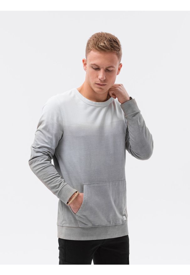 Ombre Clothing - Bluza męska bez kaptura B1150 - popielata - XXL. Typ kołnierza: bez kaptura. Kolor: szary. Materiał: bawełna