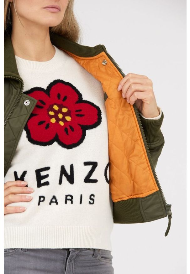 Kenzo - KENZO Zielona kurtka bomberka damska boke flower. Kolor: zielony