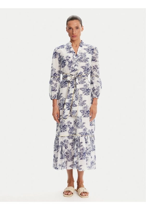 Iconique Sukienka letnia IC25-078 Biały Relaxed Fit. Kolor: biały. Materiał: bawełna. Sezon: lato
