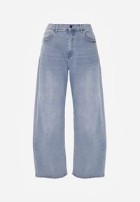 Born2be - Niebieskie Jeansy z Bawełną o Kroju Balloon z Wysokim Stanem Palosa. Okazja: na co dzień, na spotkanie biznesowe, do pracy. Stan: podwyższony. Kolor: niebieski. Wzór: koronka. Styl: casual, biznesowy #5