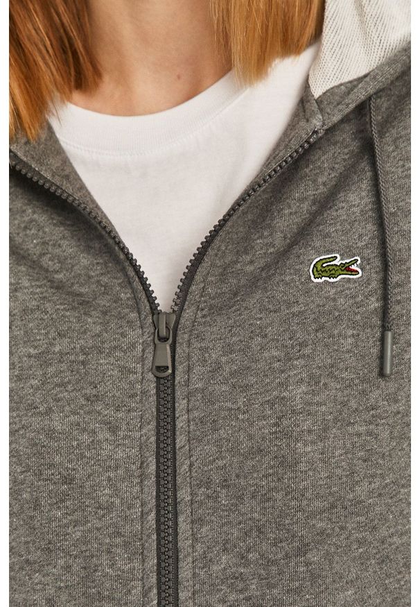 Lacoste - Bluza. Okazja: na co dzień. Typ kołnierza: kaptur. Kolor: szary. Styl: casual