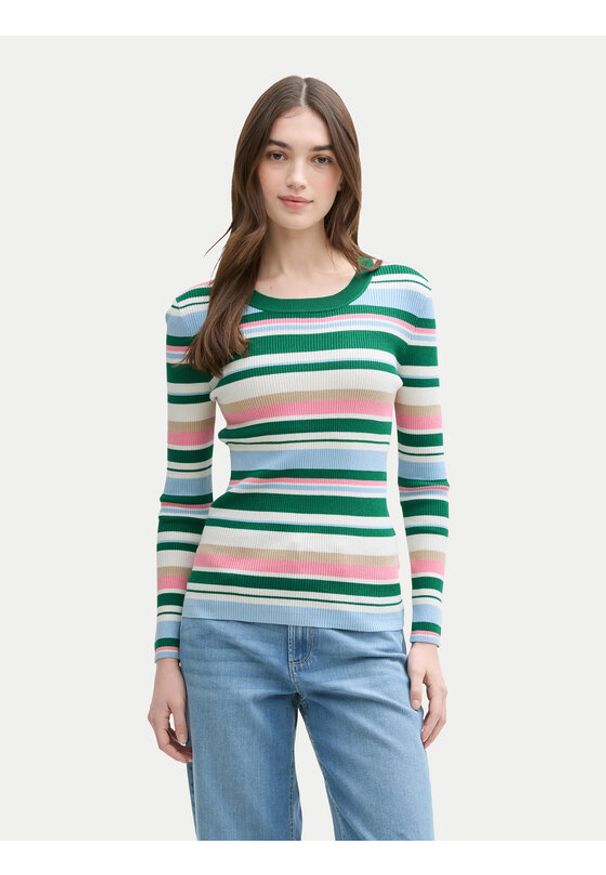 Tom Tailor Denim Sweter 1045615 Kolorowy Slim Fit. Materiał: syntetyk. Wzór: kolorowy