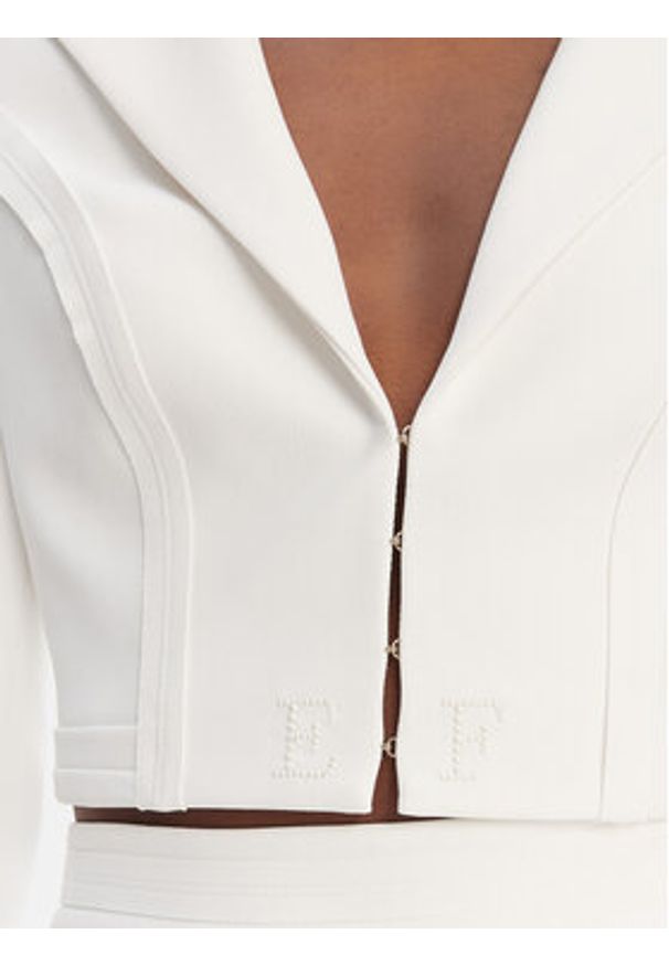 Elisabetta Franchi Marynarka GI-222-61E2-V420 Biały Regular Fit. Kolor: biały. Materiał: syntetyk