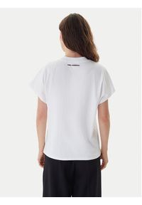 Karl Lagerfeld - KARL LAGERFELD T-Shirt A2W17115 Biały Loose Fit. Typ kołnierza: dekolt w karo. Kolor: biały. Materiał: bawełna #2