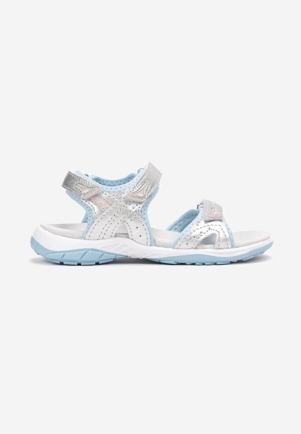 Born2be - Srebrno-Niebieskie Sandały w Sportowym Stylu na Rzepy Palio. Okazja: na spacer, na uczelnię, na co dzień. Zapięcie: rzepy. Kolor: srebrny. Materiał: jeans. Wzór: aplikacja. Sezon: lato. Styl: sportowy