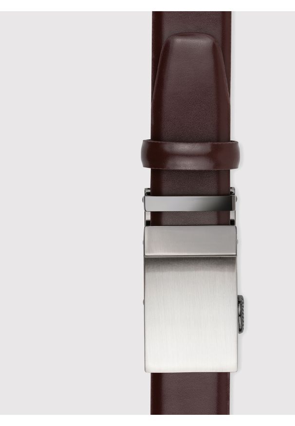 Pako Lorente - PAKO LORENTE – Brązowy pasek męski z automatyczną klamrą. Kolor: brązowy, czarny. Materiał: skóra. Styl: elegancki