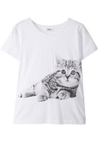 bonprix - T-shirt z czystej bawełny organicznej. Kolor: biały. Materiał: bawełna. Wzór: nadruk #1