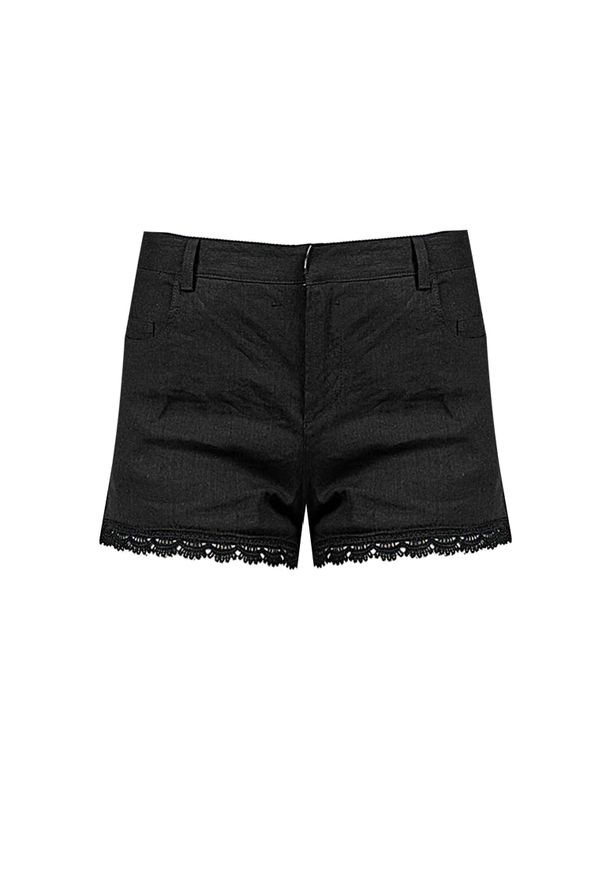 Pinko Szorty "Felce" | 1Q10C4 A01A | Felce | Kobieta | Czarny. Okazja: na co dzień. Kolor: czarny. Materiał: len. Wzór: koronka. Styl: casual