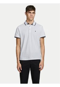 Jack & Jones - Jack&Jones Polo Paulos 12136668 Biały Slim Fit. Typ kołnierza: polo. Kolor: biały. Materiał: bawełna #1