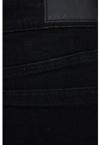 Vila szorty jeansowe damskie kolor czarny gładkie medium waist. Kolor: czarny. Materiał: jeans. Wzór: gładki