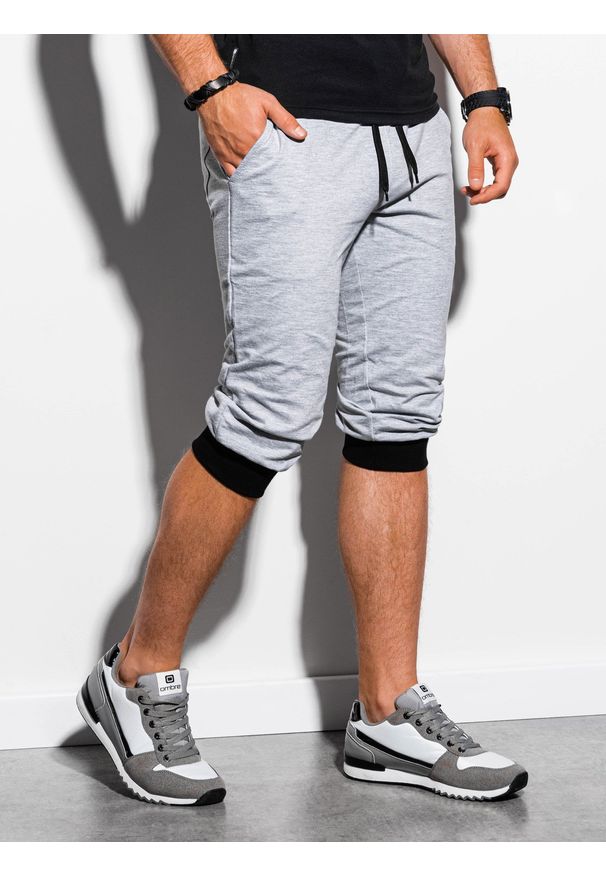 Ombre Clothing - Krótkie spodenki męskie dresowe P29 - szaro-czarne - XL. Kolor: szary. Materiał: dresówka. Długość: krótkie. Styl: klasyczny