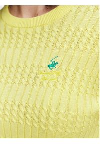 Beverly Hills Polo Club Sweter P-SS26W-M537390 Żółty Regular Fit. Typ kołnierza: polo. Kolor: żółty. Materiał: bawełna #2