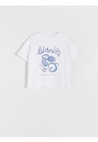 Reserved - T-shirt boxy - biały. Kolor: biały. Materiał: bawełna, dzianina #1