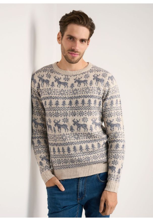 Ochnik - Sweter męski. Materiał: materiał. Długość: długie. Sezon: zima. Styl: wizytowy