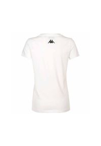 Damski jersey Kappa Brizza. Typ kołnierza: dekolt w kształcie V. Kolor: biały. Materiał: jersey. Sport: piłka nożna