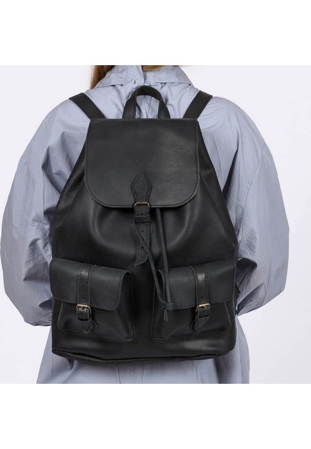 Belveder Czarny Skórzany Plecak Damski Outlander Z71. Kolor: czarny. Materiał: skóra