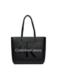 Calvin Klein Jeans Torebka Sculpted Shopper29 Mono K60K610276 Czarny. Kolor: czarny. Materiał: skórzane