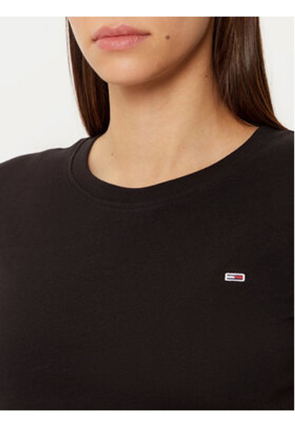 Tommy Jeans T-Shirt DW0DW20459 Czarny Slim Fit. Kolor: czarny. Materiał: bawełna