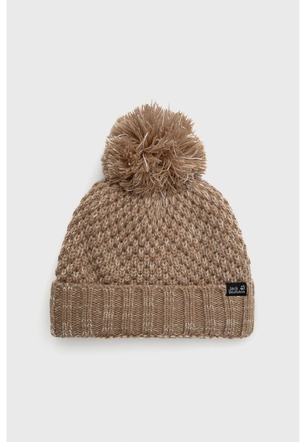 Jack Wolfskin - Czapka. Kolor: beżowy. Materiał: tkanina
