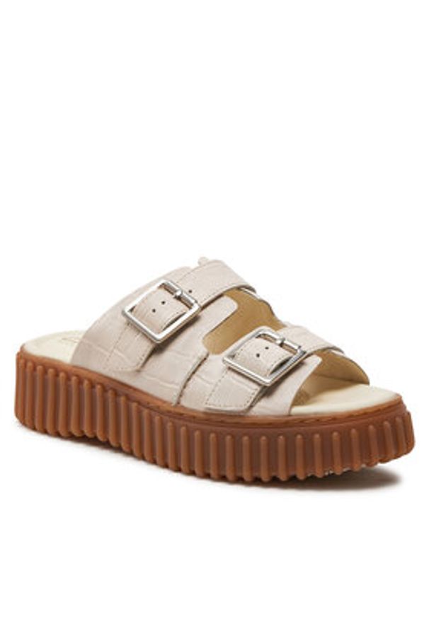 Clarks Klapki Torhill Slide 26176430 Beżowy. Kolor: beżowy. Materiał: skóra