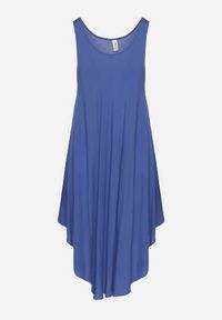 Born2be - Granatowa Rozkloszowana Sukienka z Bawełny Tesaxelle. Okazja: na co dzień, na spotkanie biznesowe. Kolor: niebieski. Materiał: bawełna. Typ sukienki: proste. Styl: biznesowy, casual, elegancki #5